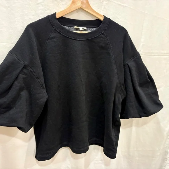 Madewell Puff-Sleeve Sweatshirt Tee – Black / Large - Picture 2 of 12